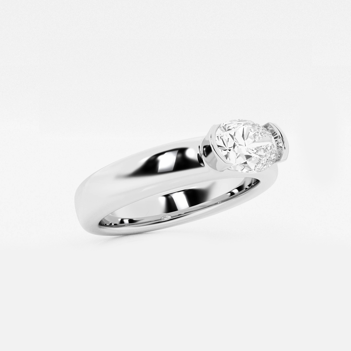Additional Image 1 for  näas 1 ctw Oval Lab Grown Diamond Half Bezel Stackable Ring